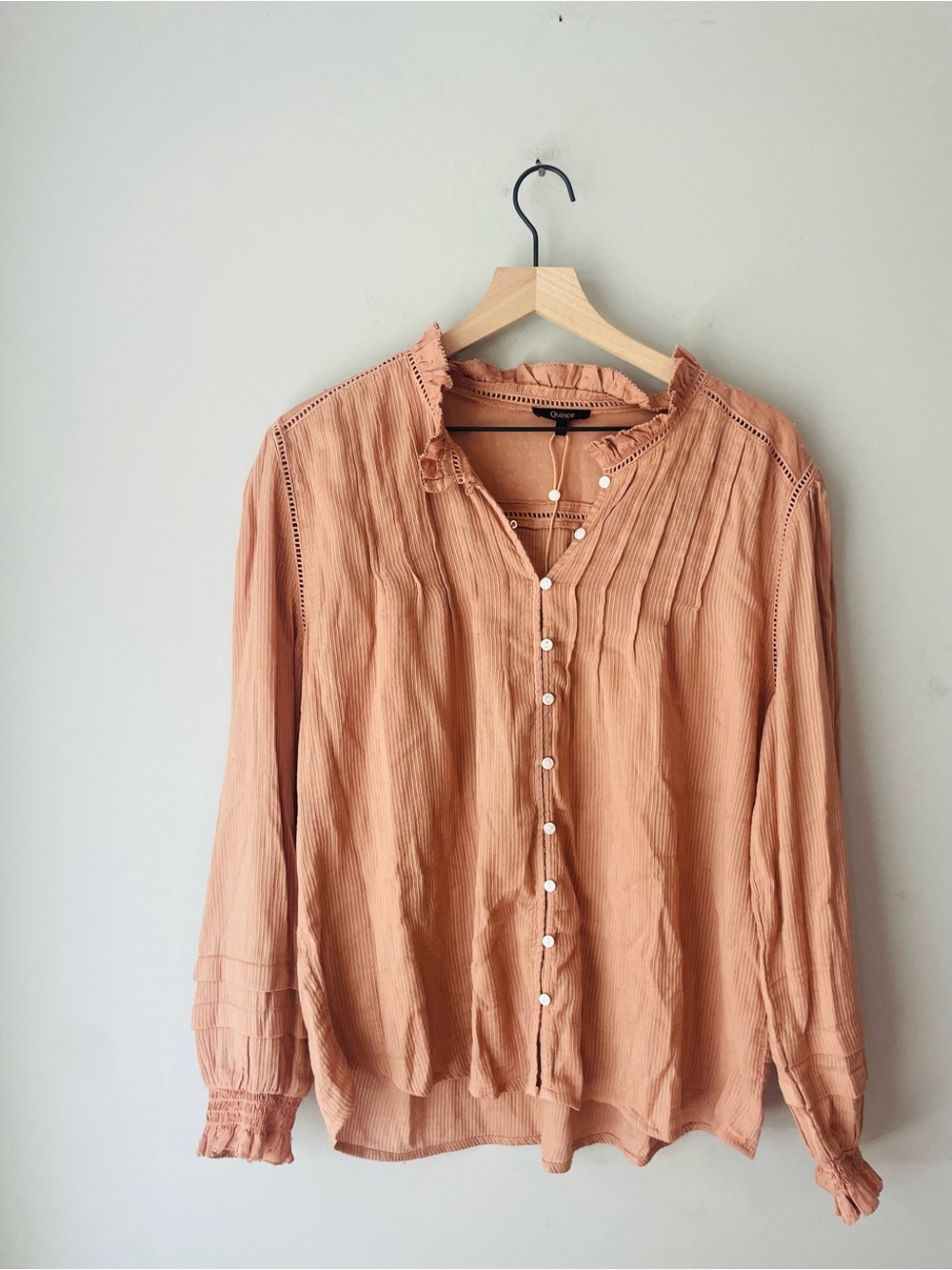 Quince Peasant Organic Textured Top NWOT